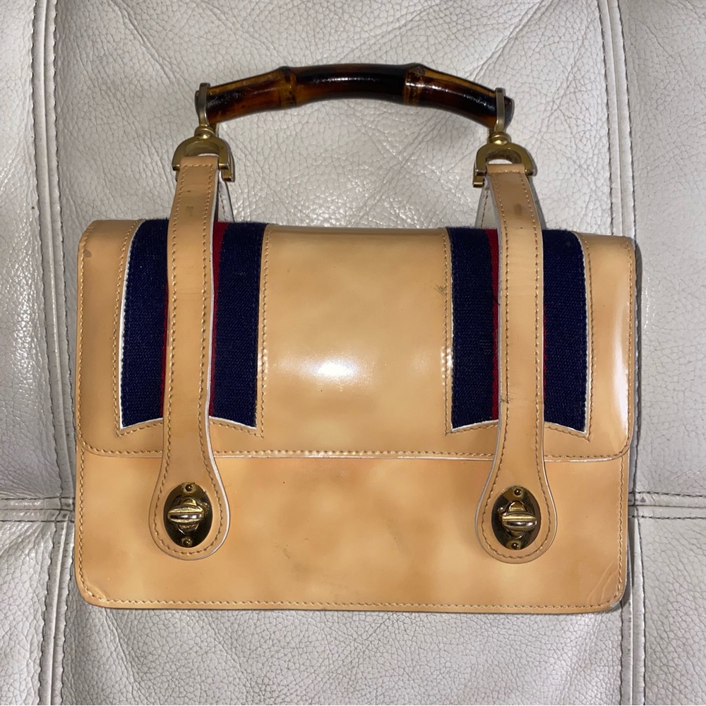 Vintage Gucci lunchbox bag with bamboo handle